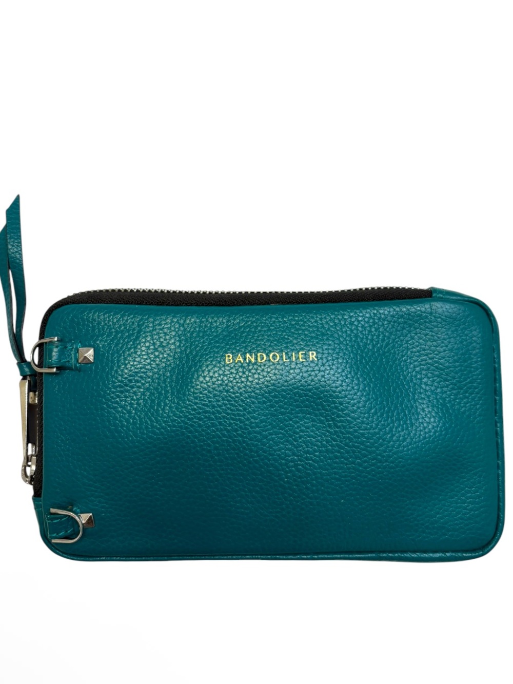Bandolier green Pebbled Leather Zipper pouch